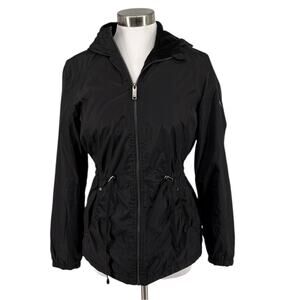 HFX Womens Black Hooded Zip Up Fleece Loned Jacket Size M